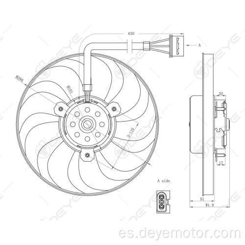 Ventilador de refrigeración del radiador para A3 TT VW GOLF